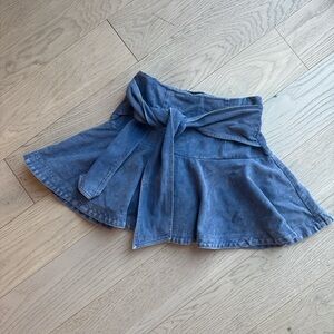 Mini denim skort with tie waist size small